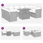 vidaXL Salon de jardin 10 Pièces avec coussins noir résine tressée