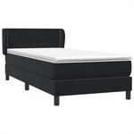 vidaXL Sommier à lattes de lit avec matelas noir 90x220 cm velours