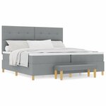 vidaXL Lit à ressorts avec matelas Gris clair 200 x 200 cm tissu
