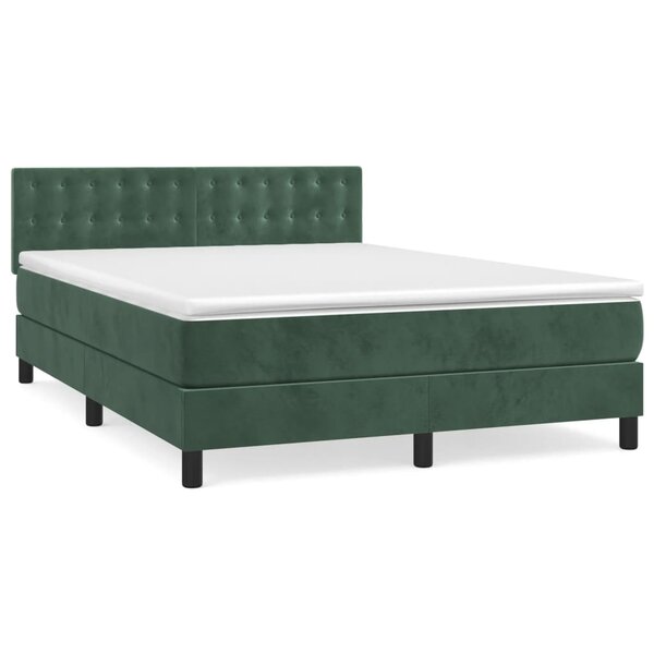 vidaXL Sommier à lattes de lit et matelas Vert foncé 140x190cm Velours