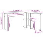 vidaXL Bureau gris béton Gris béton Panneau de particules Bureau d'ordi