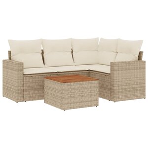 vidaXL Salon de jardin avec coussins 5 Pièces beige résine tressée