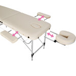 Tectake Table de massage Pliante 2 Zones Aluminium Portable + Housse - beige