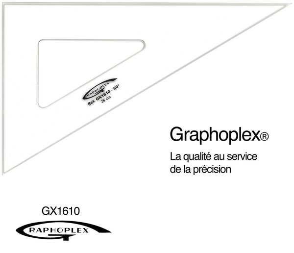 Equerre 60° 3 bords anti-taches 26 cm