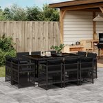 vidaXL Ensemble à manger de jardin 11 Pièces coussins noir résine tressée