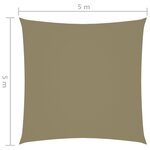 vidaXL Voile de parasol tissu oxford carré 5x5 m beige