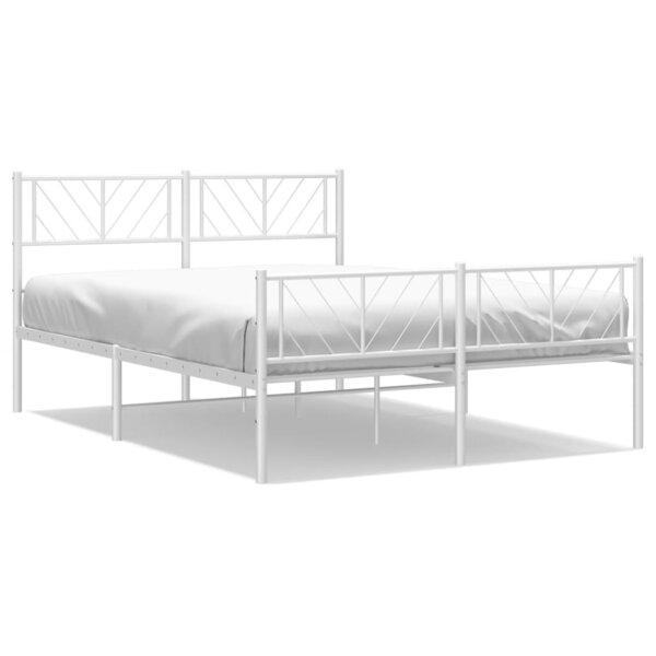 vidaXL Cadre de lit métal sans matelas et pied de lit blanc 140x190 cm