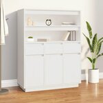 vidaXL Buffet haut Blanc 89x40x116 5 cm Bois massif de pin