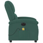 vidaXL Fauteuil inclinable de massage électrique vert foncé velours