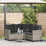 vidaXL Canapé de jardin avec table et coussins en forme de L gris