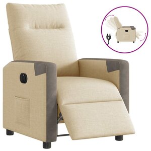 vidaXL Fauteuil inclinable électrique Crème Tissu