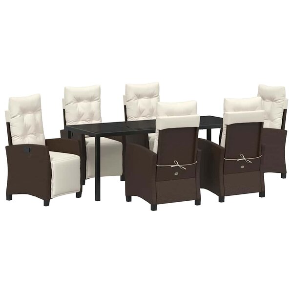 vidaXL Ensemble de salle à manger pour jardin 7 pc Marron polyrotin