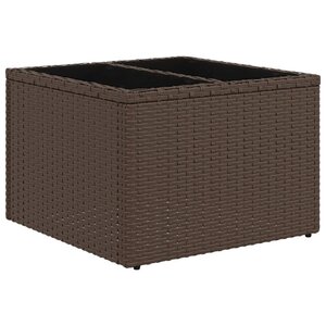 vidaXL Table de jardin dessus en verre brun 55x55x37 cm résine tressée