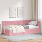 vidaXL Cadre de lit d'angle avec tête de lit Rose 90 x 200 cm Velours