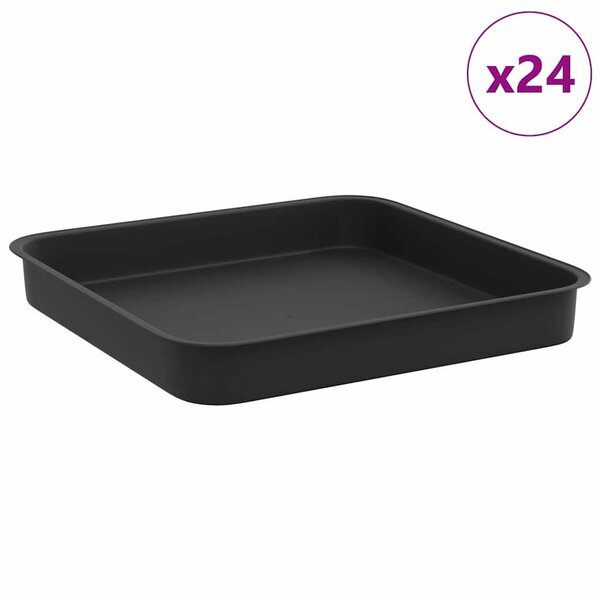 vidaXL Plateau carré à fleurs 24 pc Noir 15 x 15 x 2 cm Plastique