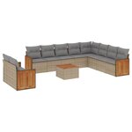 vidaXL Salon de jardin 11 Pièces avec coussins beige résine tressée