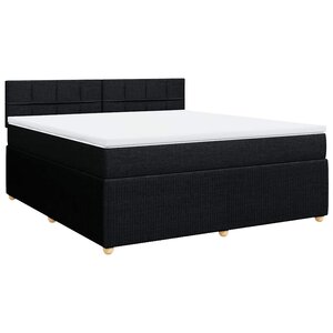 vidaXL Sommier à lattes de lit avec matelas Noir 180x200 cm Tissu