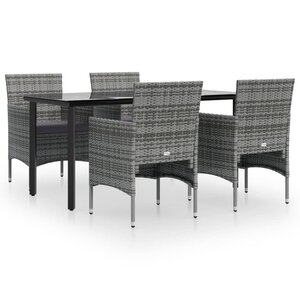 vidaXL Ensemble à manger de jardin et coussins 5Pièces Gris/noir