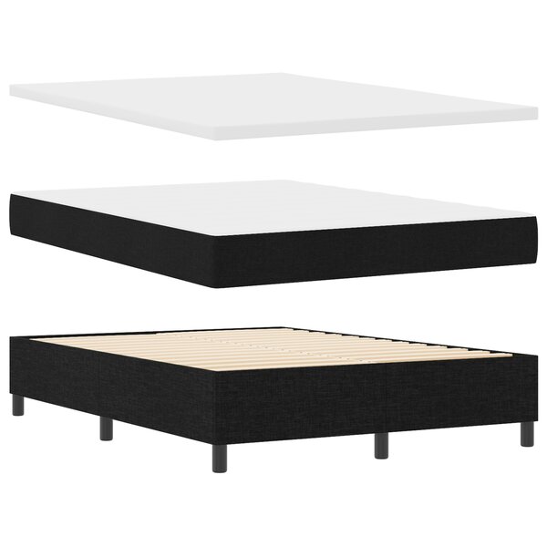 vidaXL Lit À Ressorts Avec Matelas Et Banc Noir 140x190 cm Tissu