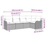 vidaXL Ensemble de canapé de jardin 5 Pièces Gris clair Poly rotin