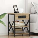 vidaXL Table de nuit avec station de chargement Chêne sonoma