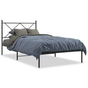 vidaXL Cadre de lit métal sans matelas avec tête de lit noir 100x200cm