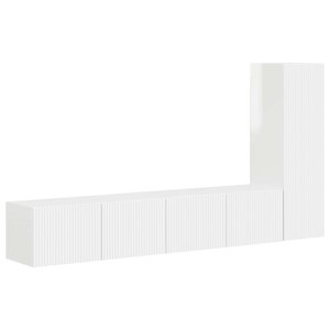 vidaXL Ensemble meuble TV 3 Pièces Blanc brillant Bois d'ingénierie