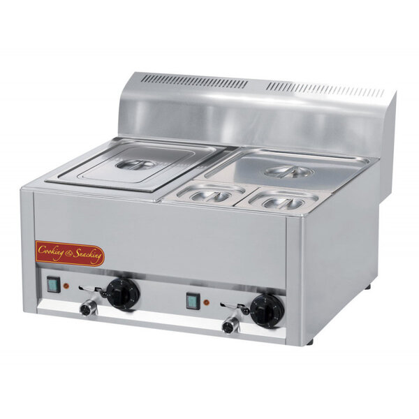 Bain-marie électrique à poser 2 cuves gn1/1 - série 600 -  -  660x600x290mm