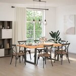 vidaXL Table à manger et bord naturel bois massif chêne