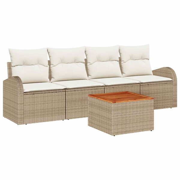 vidaXL Ensemble de canapé de jardin 5 Pièces Beige  blanc