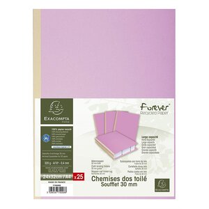 Paquet de 25 chemises dos toilé Forever® 320g/m2 24x32cm Lilas EXACOMPTA