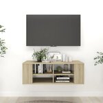 vidaXL Meuble TV mural Chêne sonoma 102x35x35 cm Aggloméré