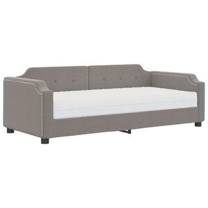 vidaXL Lit de jour avec matelas taupe 100x200 cm tissu