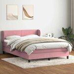 vidaXL Sommier à lattes de lit avec matelas rose 140x210 cm velours