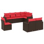 vidaXL Salon de jardin 8 Pièces avec coussins marron résine tressée
