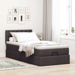 vidaXL Lit ottoman avec matelas et LED marron foncé 90x200 cm tissu