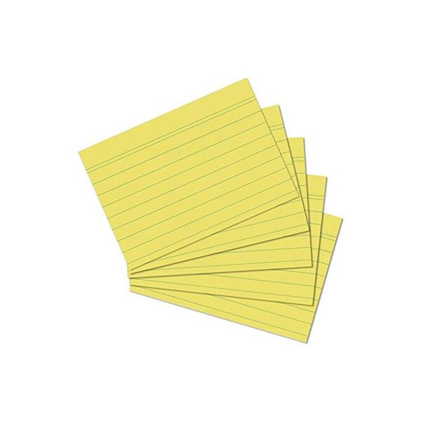 Paquet de 100 fiches bristol  format A6  ligné  Jaune  170 g/m2 HERLITZ