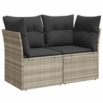 vidaXL Canapé de jardin 2 places et coussins gris clair résine tressée