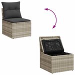 vidaXL Salon de jardin avec coussins 7 Pièces gris clair résine tressée