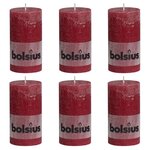 Bolsius bougies pilier rustiques 6 pièces 130x68 mm rouge bordeaux