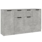 vidaXL Buffets 3 Pièces gris béton bois d'ingénierie