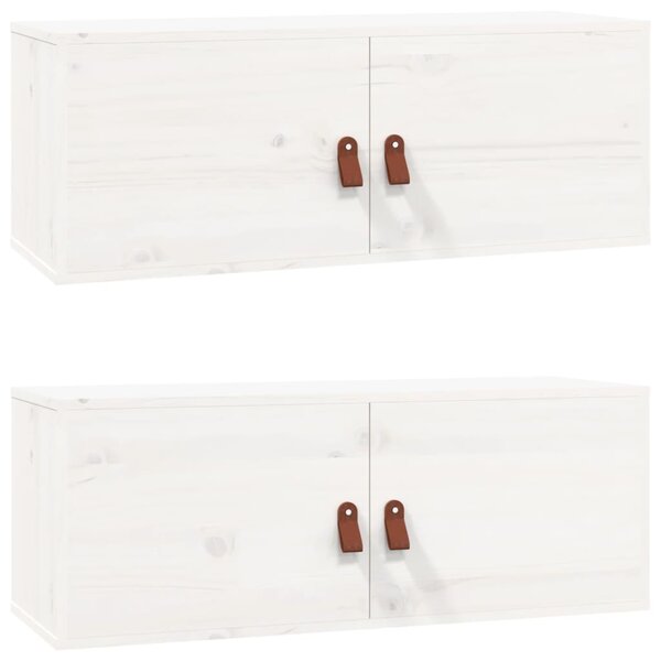 vidaXL Armoires murales 2 Pièces Blanc 80x30x30 cm Bois de pin massif