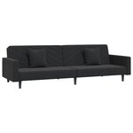 vidaXL Canapé-lit à 2 places avec deux oreillers Noir Velours