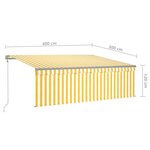 vidaXL Auvent automatique rétractable avec store 4x3 m Jaune et blanc