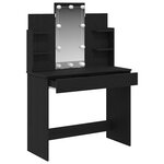 Table de maquillage vidaXL avec éclairage LED Chêne noir 96x40x142 cm