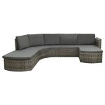 vidaXL Salon de jardin 4 Pièces avec coussins résine tressée gris