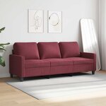 vidaXL Canapé à 3 places Rouge bordeaux 180 cm Tissu