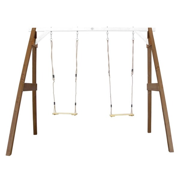 AXI Portique double 2 balancoires en bois Marron Blanc 160x254x207cm