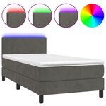 vidaXL Sommier à lattes de lit avec matelas LED Gris foncé 100x200 cm