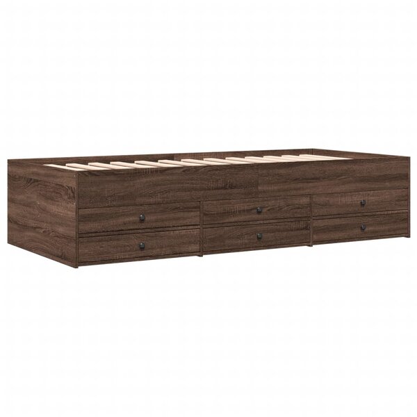 vidaXL Lit de jour et tiroirs chêne marron 90x200cm bois d'ingénierie
